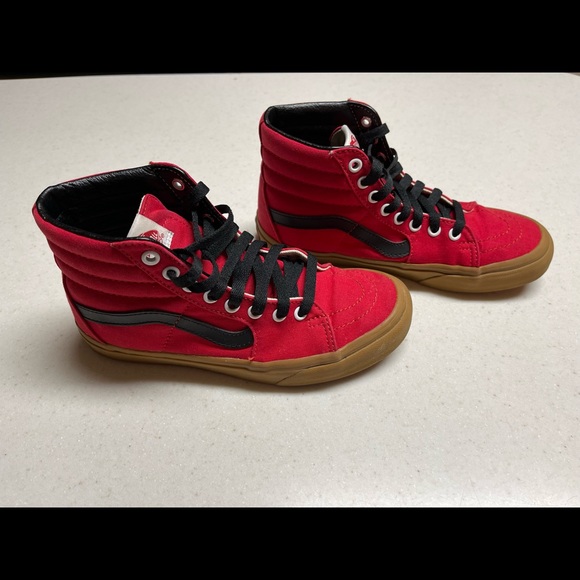 Vans Old School Sk8-Hi Red Canvas Customs size US Mens 5.5 - Picture 4 of 5
